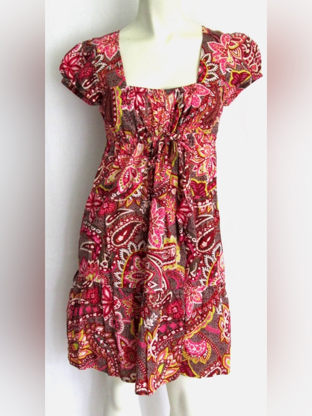 3/$15. LOFT Pink and Brown Paisley Midi Dress